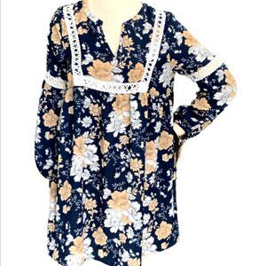 Tassels-N-Lace Floral BOHO Dress Sz S #96P